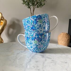 Lilly Pulitzer Blue and Green Floral Mugs